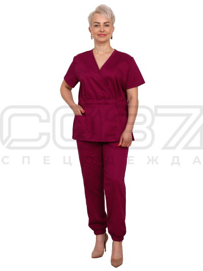 Костюм санитарный женский АР407 цв.бордо тк.хлопокспандекс (2)