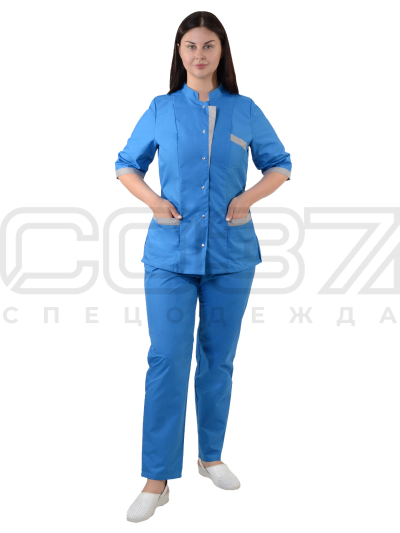 Костюм медицинский женский АР406 цв.бирюза тк.тиси (2)