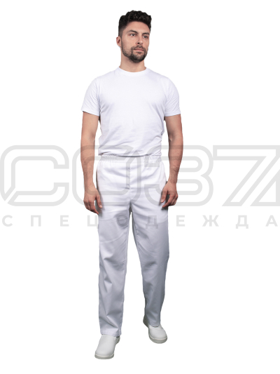 Брюки мужские ХАССП цв.белый тк.оптима-1